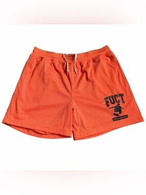 FUCT Men’s Academy Mesh Athletic Shorts Sz XL Orange Skateboarding Streetwear